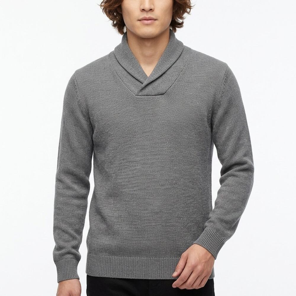 Gap Designed & Crafted Gray Shawl Collar Sweater Men’s Size L 100% Cotton